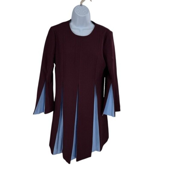 Tuckernuck NEW Merlot Griffiths Bell Long Sleeve Colorblock Mini Dress Size XS - Picture 3 of 10